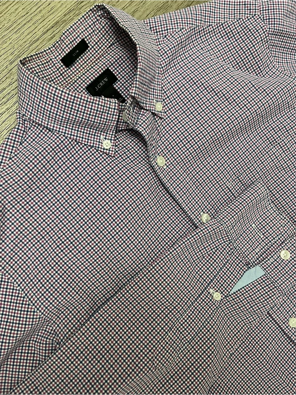 J. Crew Men's Multicolor Micro-Check Button-Down Shirt Slim Size Small
